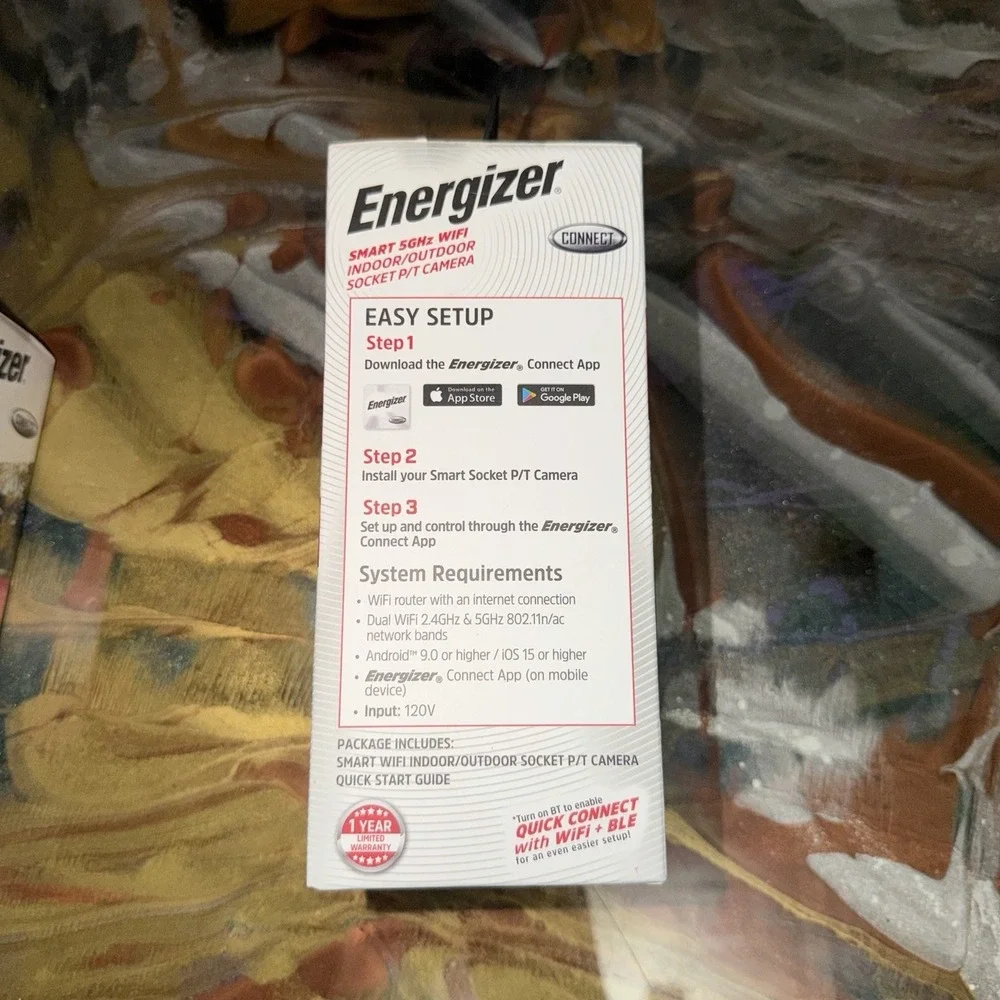 Energizer Smart 5GHz WiFi Indoor Outdoor PTZ Socket Camera 2K‎ HD EOP1-1001